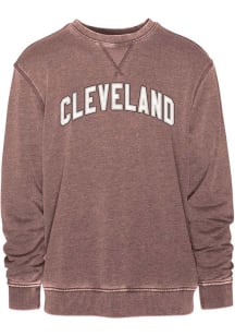 Cleveland Mens Brown Arch Wordmark Long Sleeve Crew Sweatshirt