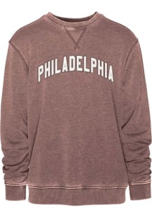 Philadelphia Mens Brown Arch Wordmark Long Sleeve Crew Sweatshirt