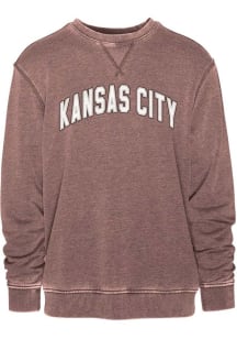 Kansas City Mens Brown Arch Wordmark Long Sleeve Crew Sweatshirt