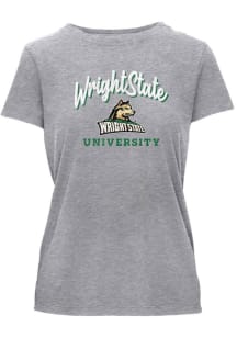Wright State Raiders Womens Grey Cursive Name Short Sleeve T-Shirt