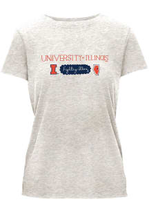 Illinois Fighting Illini Womens Oatmeal Cursive Slogan Short Sleeve T-Shirt