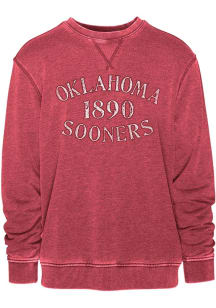Oklahoma Sooners Mens Crimson Vintage Puff Print Long Sleeve Crew Sweatshirt