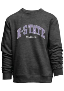 Mens Charcoal K-State Wildcats Everyday Team Name Applicque Crew Sweatshirt