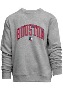 Houston Mens Grey Arched Wordmark Long Sleeve Crew Sweatshirt