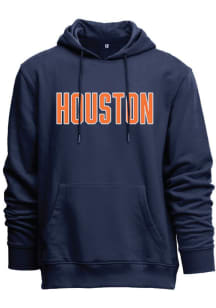 Houston Mens Navy Blue Wordmark Long Sleeve Hoodie