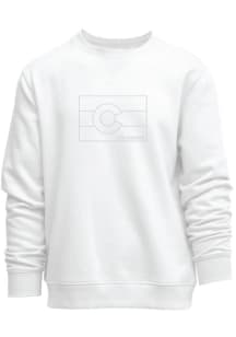 Colorado Mens White State Flag Long Sleeve Crew Sweatshirt