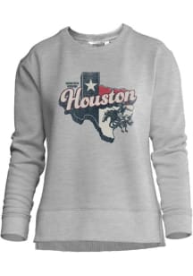 Houston Womens Grey State Outline Crew Sweatshirt