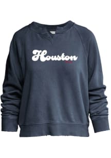 Houston Womens Navy Blue Wordmark Crew Sweatshirt