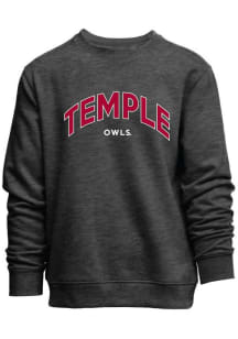 Temple Owls Mens Charcoal Everyday Team Name Applicque Long Sleeve Crew Sweatshirt