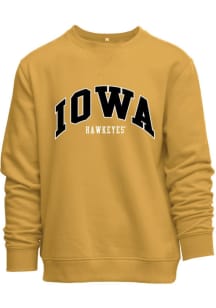 Mens Gold Iowa Hawkeyes Everyday Team Name Applicque Crew Sweatshirt