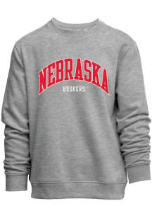 Mens Grey Nebraska Cornhuskers Everyday Team Name Applicque Crew Sweatshirt