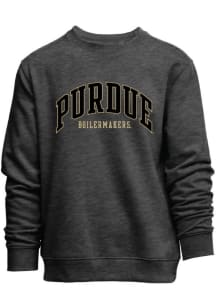 Mens Charcoal Purdue Boilermakers Everyday Team Name Applicque Crew Sweatshirt