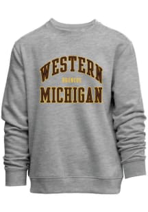 Mens Grey Western Michigan Broncos Everyday Team Name Applicque Crew Sweatshirt