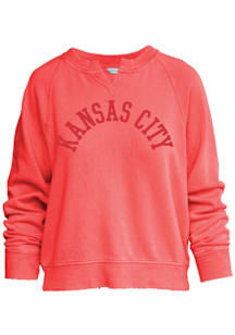 Kansas City Womens Red Arched Wordmark Crew Sweatshirt