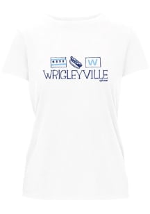 Wrigleyville Womens White Julia Gash Short Sleeve T-Shirt