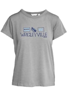 Wrigleyville Womens Grey Julia Gash Short Sleeve T-Shirt