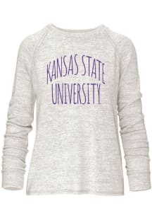 Womens Oatmeal K-State Wildcats Bumblebee Crew Sweatshirt