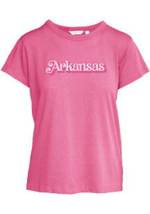 Arkansas Womens Pink Script Short Sleeve T-Shirt