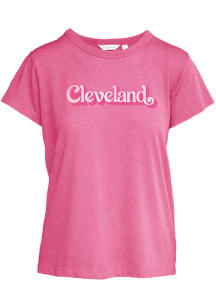 Cleveland Womens Pink Script Short Sleeve T-Shirt