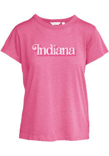 Indiana Womens Pink Script Short Sleeve T-Shirt