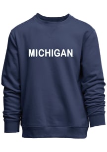 Womens Navy Blue Michigan Wolverines Crew Crew Sweatshirt