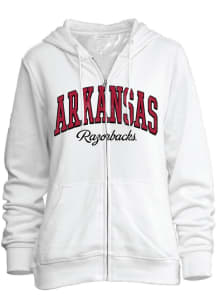 Arkansas Razorbacks Womens White Full Zip Long Sleeve Full Zip Jacket