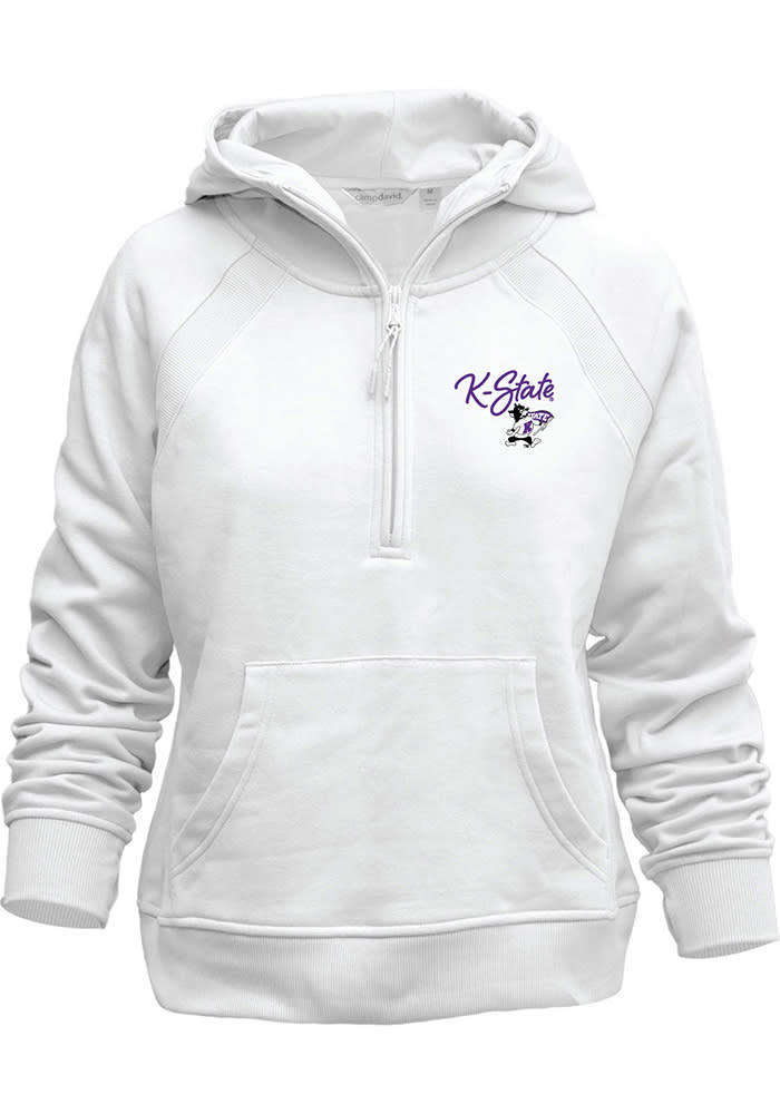 K-State Wildcats Womens White Asana Zip Hood Hooded Sweatshirt