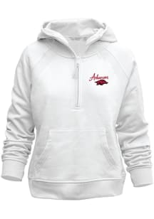 Arkansas Razorbacks Womens White Asana Zip Hood Hooded Sweatshirt