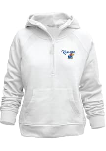 Kansas Jayhawks Womens White Asana Zip Hood Hooded Sweatshirt