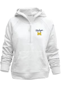 Michigan Wolverines Womens White Asana Zip Hood Hooded Sweatshirt