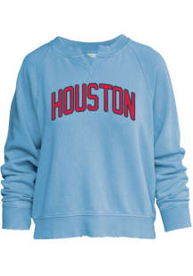 Houston Womens Blue Arched Wordmark Crew Sweatshirt