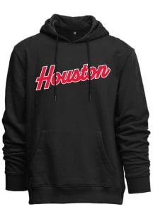 Houston Mens Black Script Wordmark Long Sleeve Hoodie
