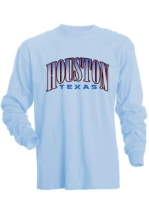 Houston Blue Arched Wordmark Long Sleeve Fashion T Shirt