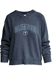 Clemson Womens Navy Blue Arch Wordmark Crew Sweatshirt