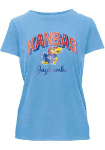 Kansas Jayhawks Womens Light Blue Foil Essentials Short Sleeve T-Shirt