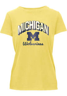 Michigan Wolverines Womens Yellow Foil Essentials Short Sleeve T-Shirt