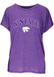 K-State Wildcats Womens Purple Glitter Blossom Short Sleeve T-Shirt
