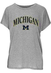 Michigan Wolverines Womens Grey Glitter Blossom Short Sleeve T-Shirt