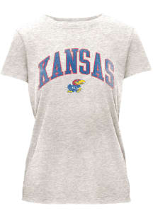 Kansas Jayhawks Womens Oatmeal Glitter Essentials Short Sleeve T-Shirt