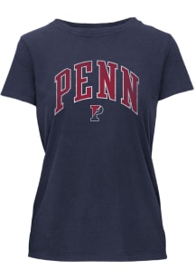 Pennsylvania Quakers Womens Navy Blue Glitter Essentials Short Sleeve T-Shirt