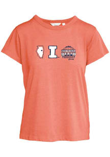 Illinois Fighting Illini Julia Gash Darby Short Sleeve T-Shirt - Orange