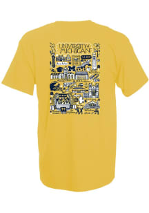 Michigan Wolverines Womens Yellow Julia Gash Short Sleeve T-Shirt