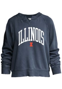 Womens Navy Blue Illinois Fighting Illini Willow Washed Crew Sweatshirt