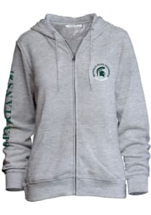 Womens Grey Michigan State Spartans Comfy Long Sleeve Full Zip Jacket