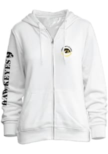 Womens White Iowa Hawkeyes Comfy Long Sleeve Full Zip Jacket