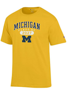 Champion Michigan Wolverines Yellow Class of 2027 Jersey Short Sleeve T Shirt