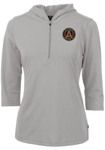 Cutter and Buck Atlanta United FC Womens Grey Virtue Eco Pique Hooded Sweatshirt