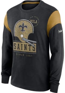 Nike New Orleans Saints Black Historic Sleeve Stripe Long Sleeve Fashion T Shirt