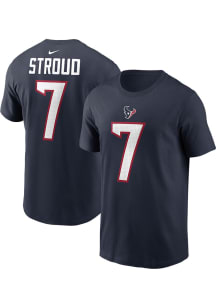 CJ Stroud Houston Texans Navy Blue Name and Number Short Sleeve Player T Shirt