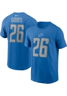 Jahmyr Gibbs Detroit Lions Blue Name and Number Short Sleeve Player T Shirt